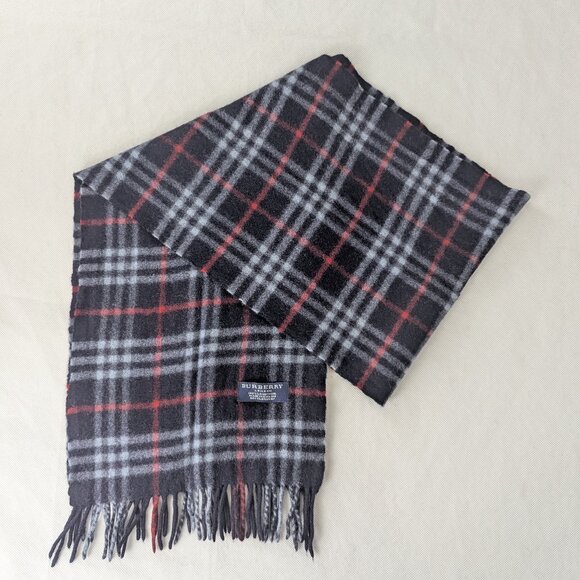 Pre-Loved Burberry Lambswool Scarf Blue – Unisex Classic Check – Luxury Fashion - Picture 1 of 7